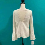 IRO  Haley Bell-Sleeve V-Back Top, Ecru white. Photo 3