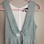 Lulus Dress Sz Small Sage Green White Gingham Tie Front Skater Photo 2