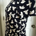 Boden USA Boden Navy Bird Print Phoebe Jersey Knit Stretch Cotton Dress w/Pockets WW202 Photo 4
