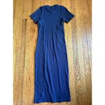 NSF Collins Ribbed Short Sleeve Crewneck Bodycon Midi Dress in Deep Sea Blue Photo 8