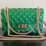 Le Miel  Green Gel Crossbody Bag With Gold Chain Photo 0