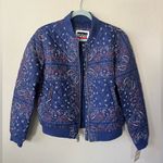 Levi's Diamond Quilted Bomber Jacket in Blue & Red Paisley Womens Size M NWT Photo 2