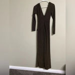 Lulus  Black Gold Long Sleeve Jumpsuit V Neck Wide Leg Belted New Years Small Photo 1