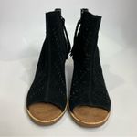 Toms Majorca black perforated suede heels peep toe womens size 6 business casual Photo 2