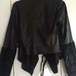 Saks 5th Avenue RED Saks Fifth Avenue Black Moto Mixed Media Cropped Jacket Size Small NWT Photo 4