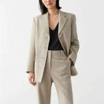 & Other Stories & Other Stories Relaxed Long Silk Blazer Beige Natural Fibers US 12 Old money Photo 2