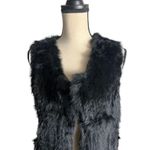 525 America  Luxe 100% Rabbit Fur Mob Wife Black Vest Size S Photo 2
