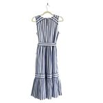 J.Crew  Factory Striped Midi Dress Tiered Size 2 preppy Feminine Modest Coastal Photo 4