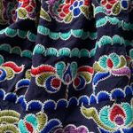 AQUA Off-The-Shoulder Floral Embroidered Colorful Top/Shirt on Navy Base XS Photo 2