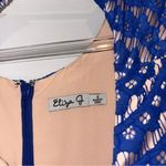 Eliza J lace eyelet belted Patterned Dress blue nude size 6 Photo 3