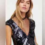 Free People NWT  Dance Til Dawn Illusion Black Sequin Mini Dress Photo 8