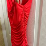 Night Way Bright Coral Gathered Stretch Cowl Neck Formal Maxi Dress 8 Draped Orange Photo 2