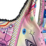 Agua Bendita Colleen Eter Bikini Top XS Celestial Print Beaded Trim Tie Back New Photo 5