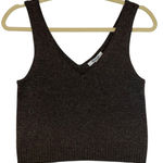 Madewell V Neck Ribbed Knit Sweater Tank Top Wool Cotton Small Dark Brown Small Photo 0