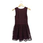 Abercrombie & Fitch Lace Crochet V-Neck Skater Dress Burgundy Mini Dark Romantic Photo 7
