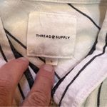 Thread and Supply button down shirt blouse size large high low white black Photo 6