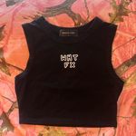 White Fox Boutique "wht fx" logo embroidered black high neck crop top Photo 0