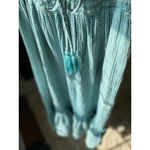 Smocked Cotton Gauze Maxi Dress Easel LA Blue Teal Boho Cottagecore Romantic M Size M Photo 4