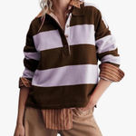 Striped Brown and Lavender Women's Rugby Photo 0
