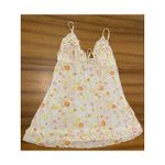 Ilusion Ruffle Bust 70s Floral Babydoll Slip‎ Night Dress Adjustable Straps Med Orange Photo 6