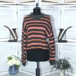 Wild Fable  cotton cropped sweatshirt striped green orange long sleeves L Photo 1