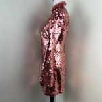 Anthropologie Maeve Pink Sequin Long-Sleeve Mock-Neck Open Back Mini Dress Small Photo 9