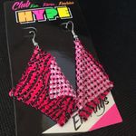 Pink & Black Zebra Striped Diamond Shape Earrings Photo 3