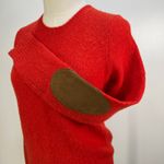 Ralph Lauren Crewneck Wool Pullover Sweater Elbow Patch Red Preppy Photo 2