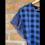 Tularosa Jenny Blue And Black Buffalo/gingham Plaid Wrap Mini Dress medium Photo 5