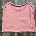Anthropologie Pilcro Cropped Cut Off Short Sleeve Sweatshirt Pink Coral Medium Photo 7