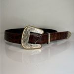 Vintage Al Beres Alligator Leather Belt Silver Plate Buckle Size 34 GUC Brown Photo 1