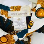 Jones New York  Vintage Button Down Blouse Shirt Top Gold Medal Print Size 12 Photo 8