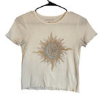 American Eagle White Celestial Sun Short Sleeve Crop Top T Photo 0