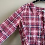 Madewell ✨  V-Neck Button-Down Shirt in Stratfield Plaid Pink Small Photo 5