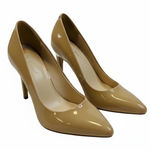 Nine West  Women's Tan Nude Patent Leather Stiletto Pointed Toe Heels Size 7 Photo 0