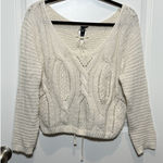 Windsor White‎ Top Top Sweater Tie Back Large  Women’s Long Sleeve Winter Photo 0