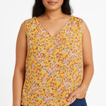 Jones New York Floral Tank Top Smocked Sleeveless Casual Blouse XL Photo 0