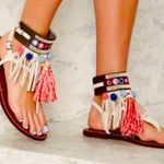 Sam Edelman  Pom Pom tassel Sandals woman size 8 double ankle strap boho cute! Photo 0