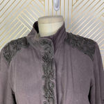 Anthropologie  Love Sam Travis‎ Military Jacket Beaded Charcoal Gray Size Medium Photo 3