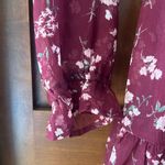 American Eagle AE Women's Maroon Floral Dress Long Sleeve Medium LN Photo 4