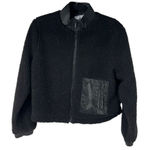 Juicy Couture Black Sherpa Bomber Jacket Large Front Pocket Sz S Women’s Photo 0
