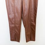 Wildfox NWOT Princess Seams Faux Leather High Waist Split Hem Pants Brown Large Photo 4