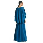 Sachin + Babi Size 4 NWT Moroccan Blue Crepe Embroidered Wren Cape Maxi Gown Photo 3