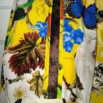 Roberto Cavalli Yellow Printed Silk Lace Detail Halter Floral Mix Print Top Photo 3