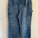 Social Tourist Ultra High Waisted Dark Wash Denim Baggy Loose Cargo Jean Pant 29 Blue Photo 0
