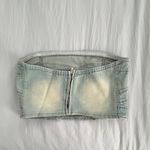 SheIn Green Strapless Denim Crop Top Photo 4