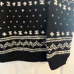 VTG 100% Wool Sweater XS Nepal 1/4 Zip Snowflakes Thick Fisherman Cozycore Cabin Black Photo 5