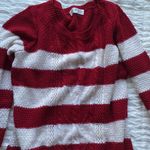 Pink Rose Woven small cable knit red and white striped sweater  crew neck Photo 1