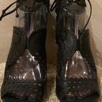 via spiga Elysia Lace Up Black Leather Heels Booties Sandals Photo 5