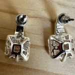 Sparkly CZ Cushion Cut Drop Earrings Silver Photo 4